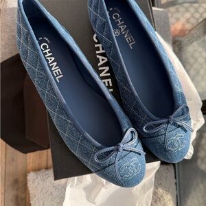 CHANEL BNIB 26P SS2026 VIRAL Denim Quilted Ballet Flats EU 39.5